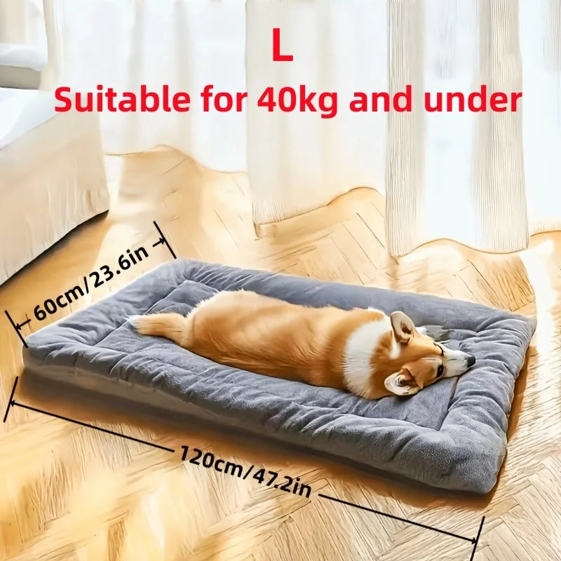 Extra Thick Calming Dog Bed Mat – Orthopedic Pressure-Relieving Plush Sleeping Pad for Large Breeds | Double-Sided | Anti-Anxiety | All Season