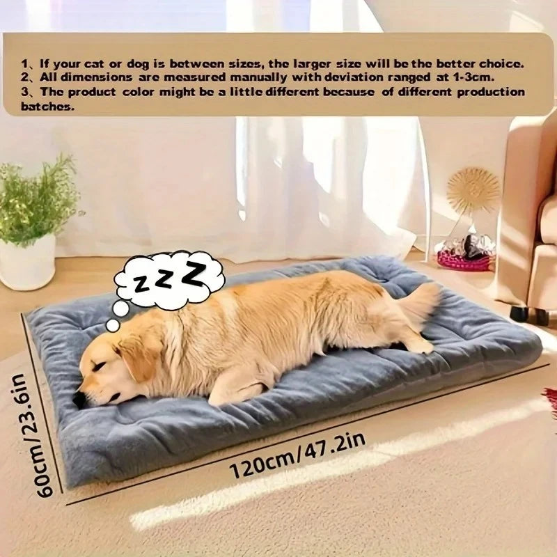 Extra Large Plush Dog Bed Mat – XL Fluffy Washable Non-Slip Sleeping Mat for Large Breed Dogs | Double-Sided | All Season | 120x60cm
