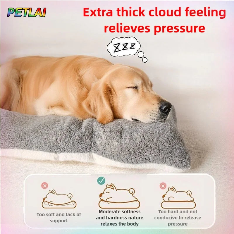 Extra Thick Calming Dog Bed Mat – Orthopedic Pressure-Relieving Plush Sleeping Pad for Large Breeds | Double-Sided | Anti-Anxiety | All Season