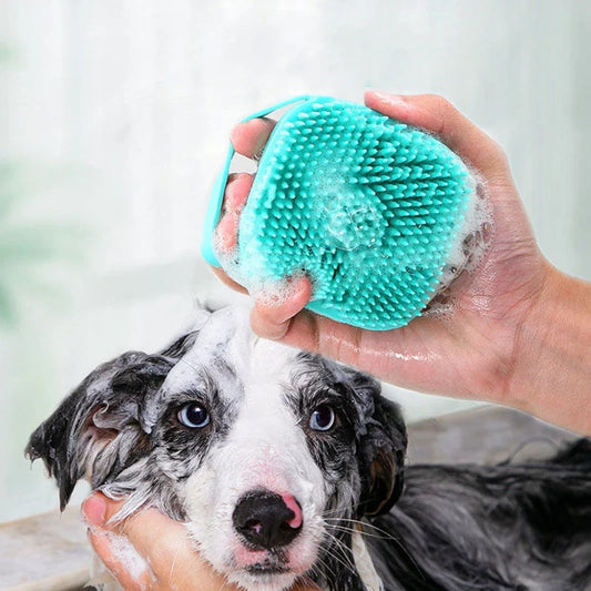 2-in-1 Pet Bath Brush with Built-in Shampoo Dispenser – Soft Silicone Massage Scrubber for Dogs & Cats | Long & Short Hair