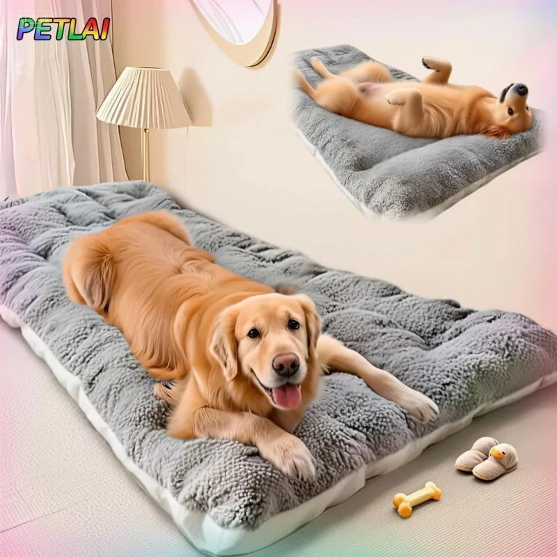 Extra Thick Calming Dog Bed Mat – Orthopedic Pressure-Relieving Plush Sleeping Pad for Large Breeds | Double-Sided | Anti-Anxiety | All Season