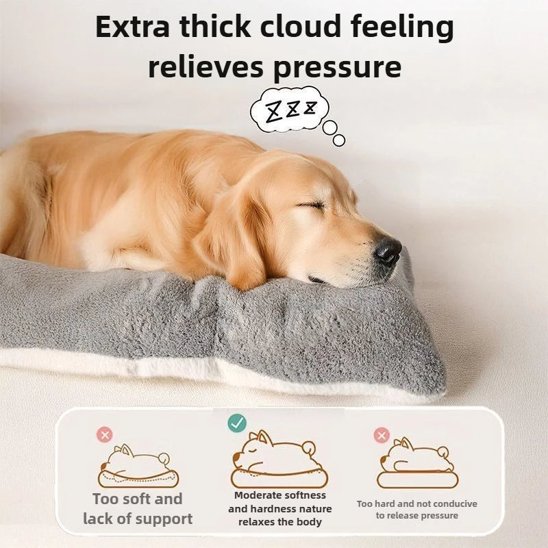 Extra Thick Calming Dog Bed Mat – Orthopedic Pressure-Relieving Plush Sleeping Pad for Large Breeds | Double-Sided | Anti-Anxiety | All Season