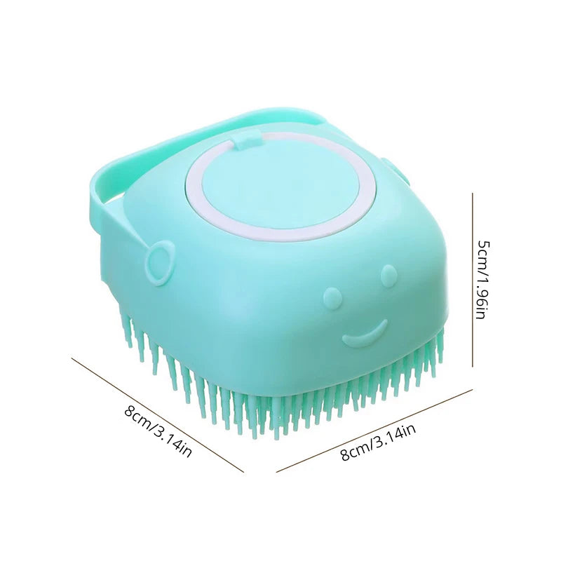 2-in-1 Pet Bath Brush with Built-in Shampoo Dispenser – Soft Silicone Massage Scrubber for Dogs & Cats | Long & Short Hair