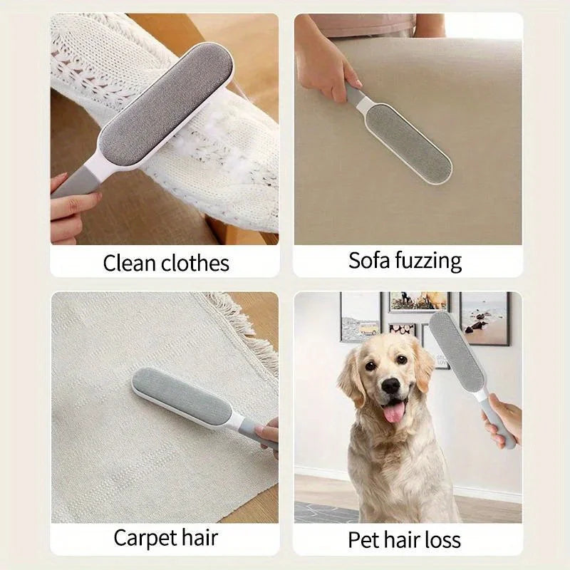 Double-Sided Pet Hair Remover Brush – Reusable Electrostatic Lint Brush for Clothes, Sofa, Furniture & Carpet | No Refills Needed 🔥