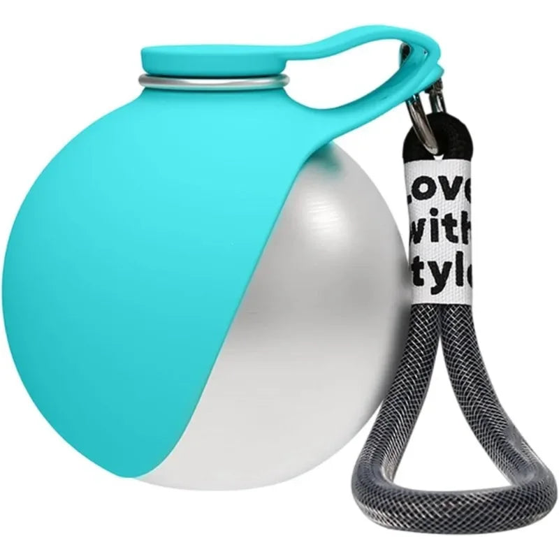 2-in-1 Portable Dog Water Bottle – 285ml Stainless Steel Leak-Proof Pet Travel Bottle with Foldable Silicone Bowl | One-Hand Use | Walking & Hiking