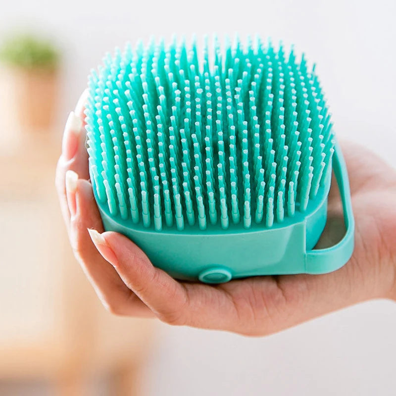 2-in-1 Pet Bath Brush with Built-in Shampoo Dispenser – Soft Silicone Massage Scrubber for Dogs & Cats | Long & Short Hair