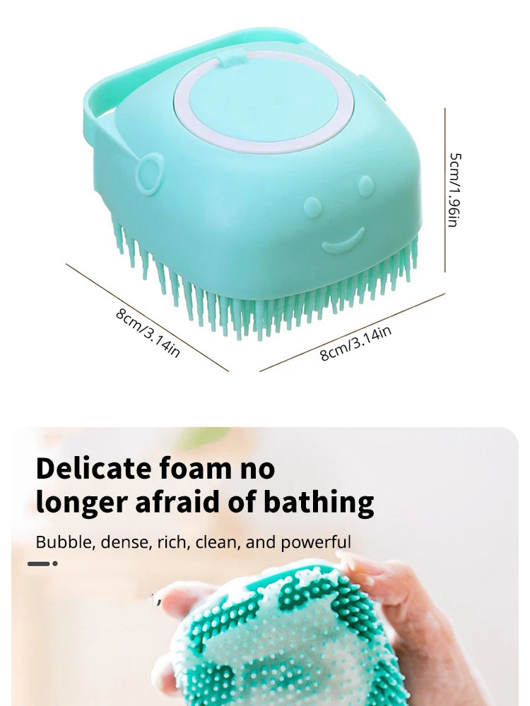 2-in-1 Pet Bath Brush with Built-in Shampoo Dispenser – Soft Silicone Massage Scrubber for Dogs & Cats | Long & Short Hair