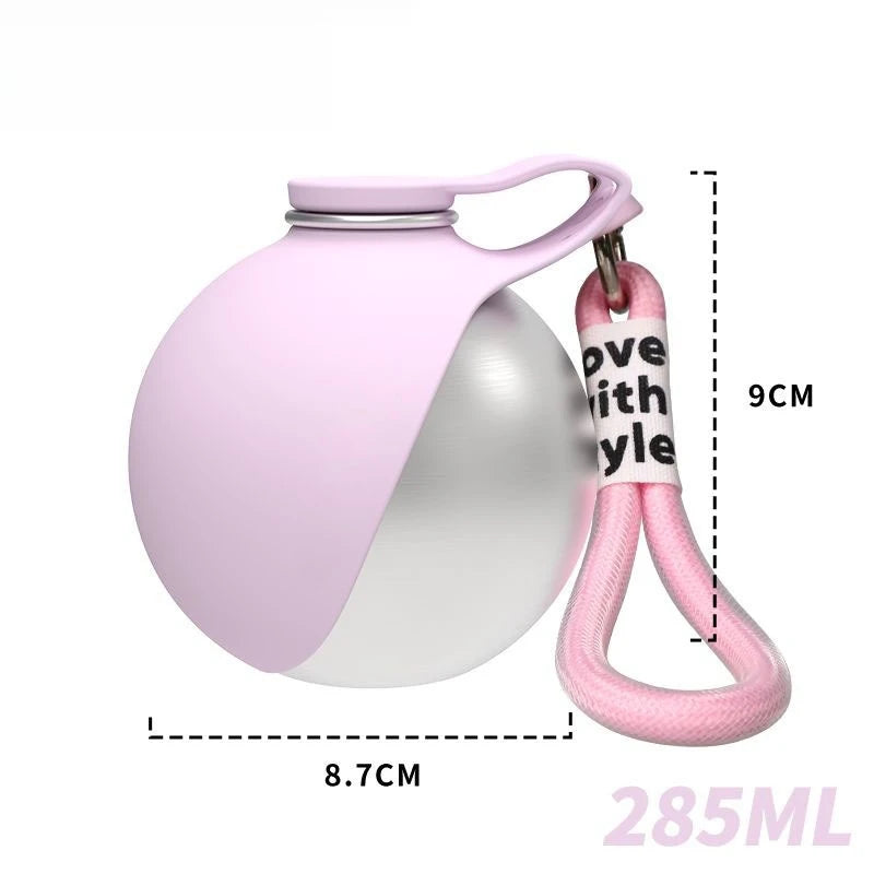 2-in-1 Portable Dog Water Bottle – 285ml Stainless Steel Leak-Proof Pet Travel Bottle with Foldable Silicone Bowl | One-Hand Use | Walking & Hiking