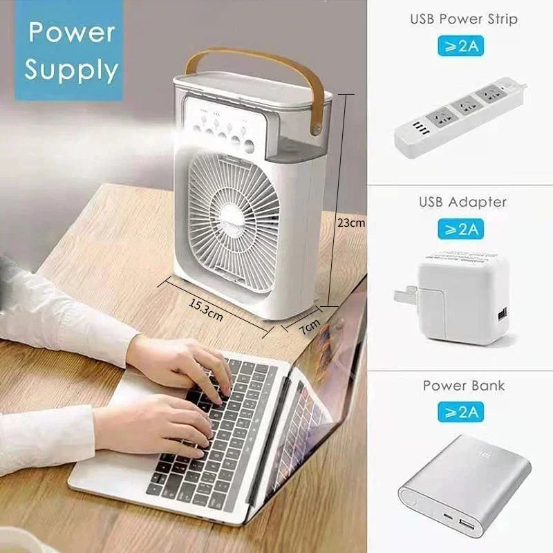 3-in-1 Portable Air Cooler – Silent Desktop Fan & Humidifier for Summer Relief