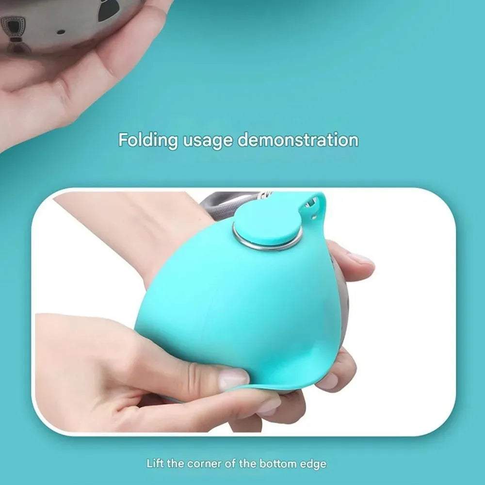2-in-1 Portable Dog Water Bottle – 285ml Stainless Steel Leak-Proof Pet Travel Bottle with Foldable Silicone Bowl | One-Hand Use | Walking & Hiking