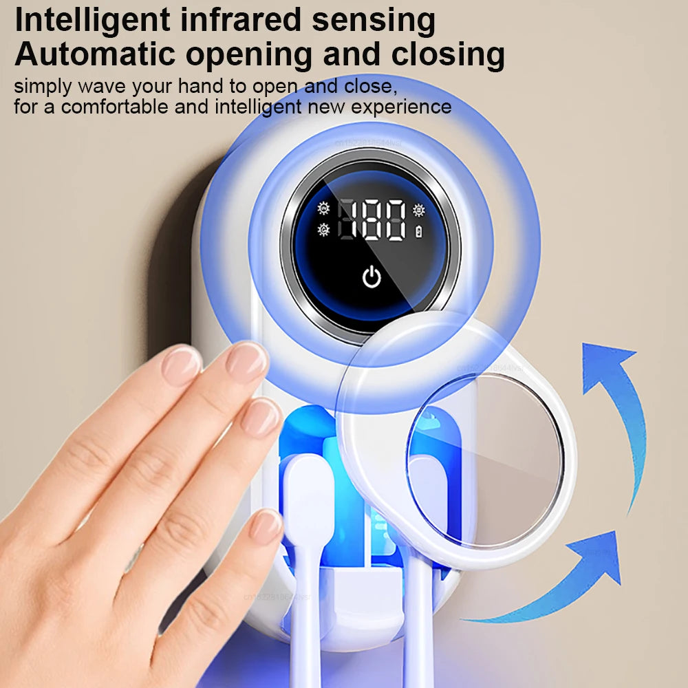 Toothbrush UV Dryer Portable Wall-Mounted UV Tooth Brush Sanitizer Holder USB Rechargeable Toothbrush Storage Bracket Sterilizer
