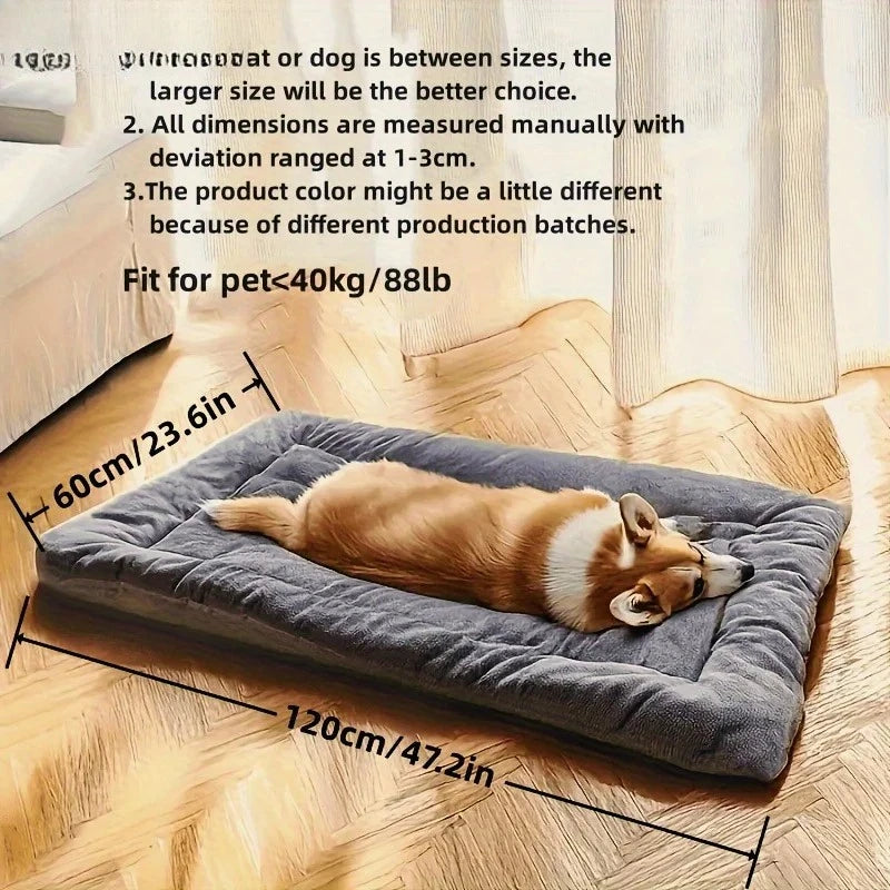 Extra Large Plush Dog Bed Mat – XL Fluffy Washable Non-Slip Sleeping Mat for Large Breed Dogs | Double-Sided | All Season | 120x60cm