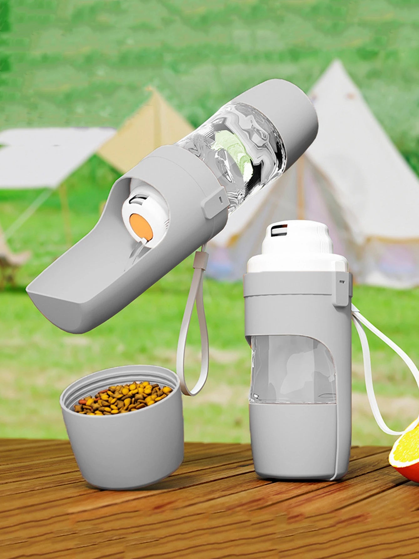 2-in-1 Portable Dog Water Bottle with Food Container – Leak-Proof Travel Pet Dispenser for Walking, Hiking & Camping
